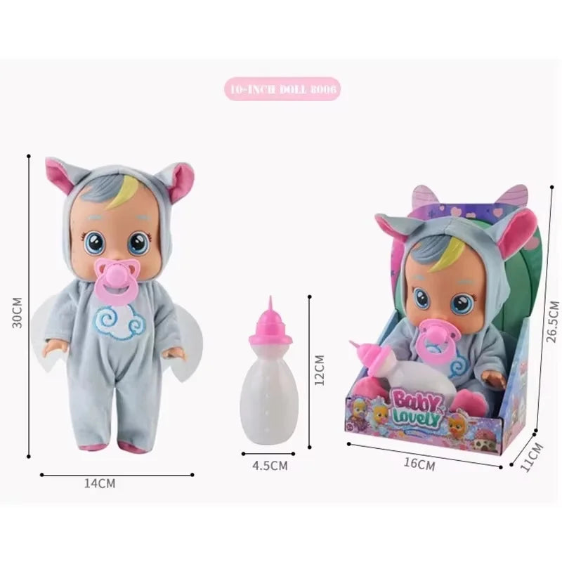 Boneca 3D Bebê Choro com Unicórnio - 8 Polegadas